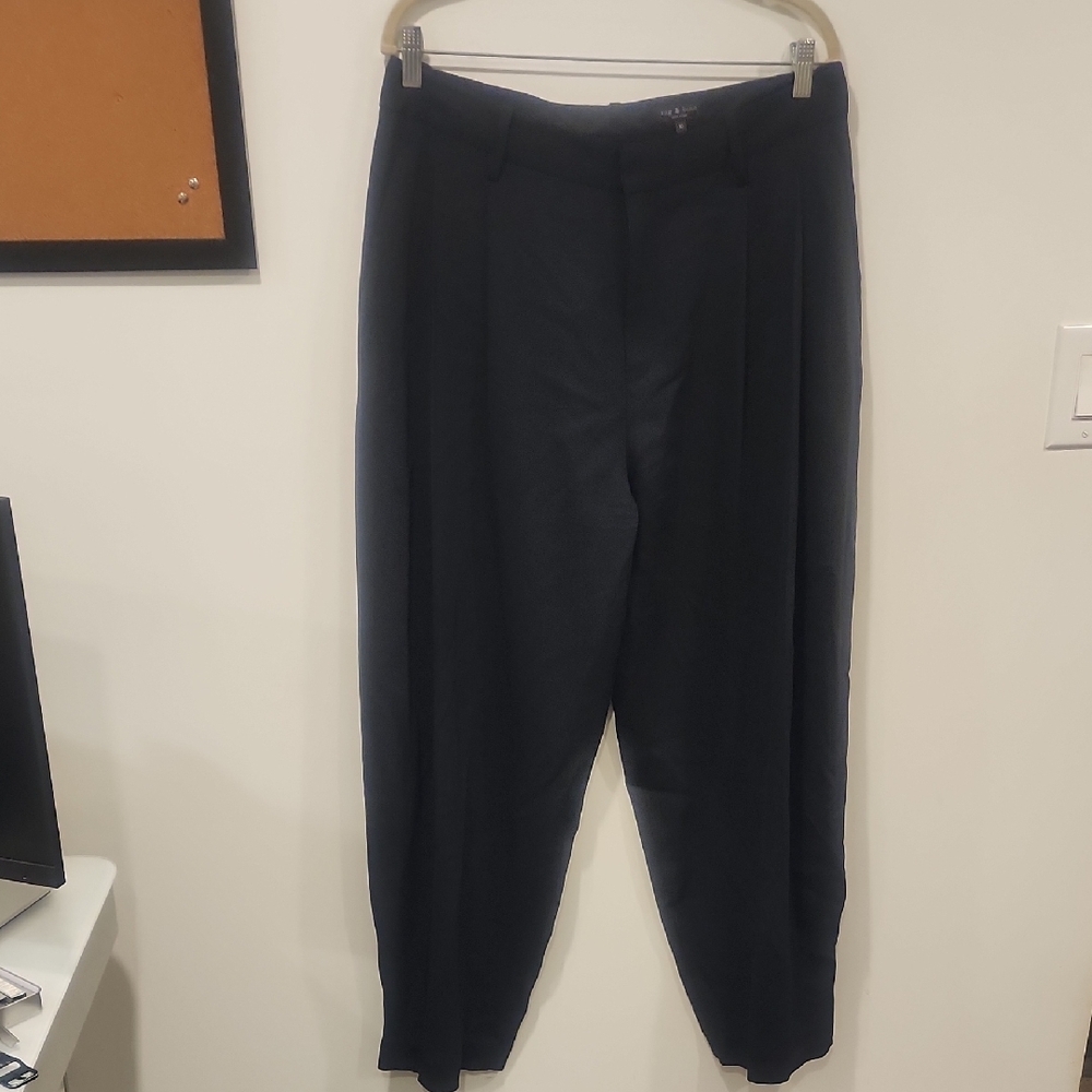 Rag & Bones Womens Black Tapered Pleated Pants Size 10